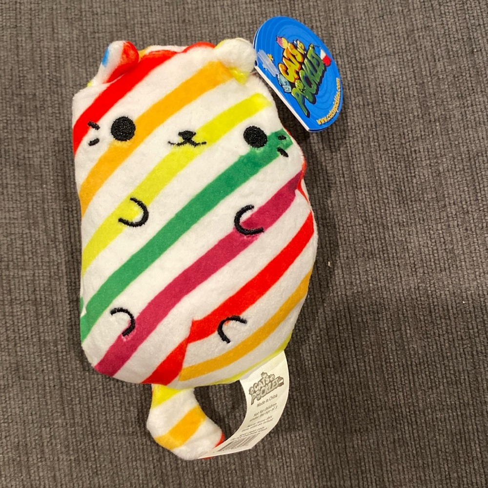Cats Vs Pickles plush bean bag toy - Rainbow Stripes #039 - NWT!     kids beanie